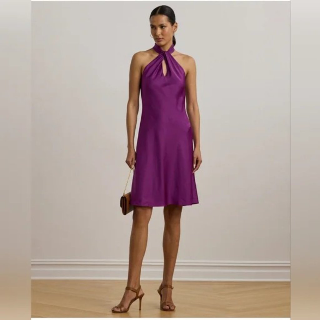 Lauren Ralph Lauren Women's Charmeuse Halter Cocktail Dress
